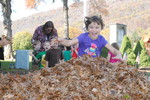 Kindergartners made the most of the fallen leaves.